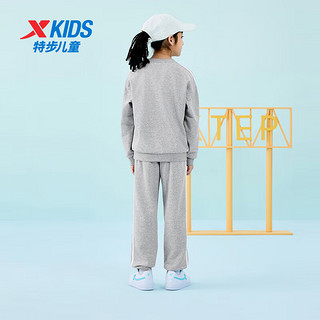 特步（XTEP）儿童童装女童长袖套装基础版型校园针织两件套 中麻灰26 165cm