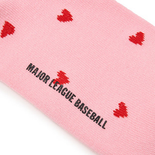 MLB儿童女童柔软舒适爱心满印长筒袜24春季 满印粉红色 15-19CM