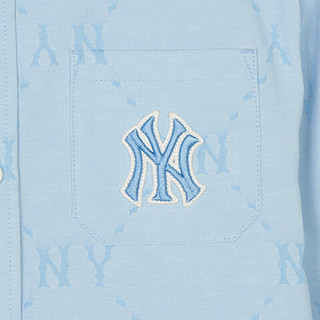 MLB儿童男女童时尚休闲钻石老花衬衫梭织长袖上衣24春季 天蓝色 110cm