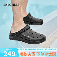 SKECHERS 斯凯奇 款泡泡糖洞洞鞋透气运动时尚拖鞋243160   BBK全黑色 42