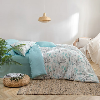 LOVO罗莱生活旗下品牌  床上三/四件套全棉卡通被套床单双人床 小森林 1.8米床(适配220x240被芯)
