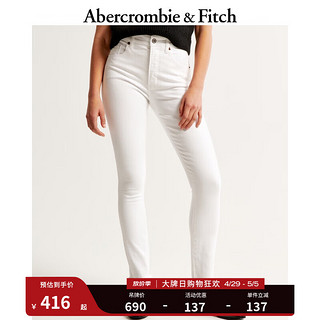 ABERCROMBIE & FITCH女装 24春夏美式时尚休闲高腰紧身九分牛仔裤 358447-1 白色 30R (165/76A)