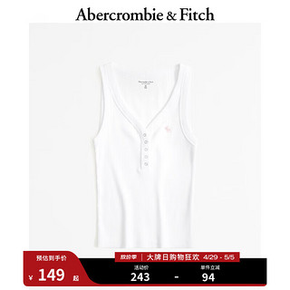 ABERCROMBIE & FITCH女装 24春夏美式风基本款小麋鹿亨利式辣妹背心358962-1 白色 XS