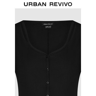 UR2024夏季女装时尚设计感修身纽扣开襟衬衫UWJ240027 黑色 M