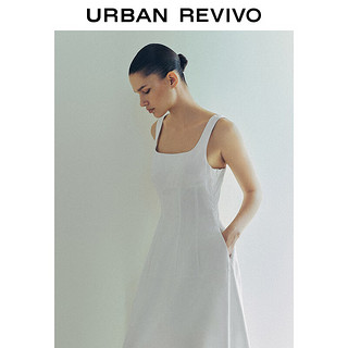 UR2024夏季女装法式圆领中长款无袖连衣裙UWG740087 本白 XS