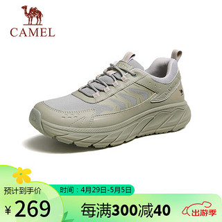 骆驼（CAMEL）网面透气男士厚底缓震运动休闲鞋 G14S090610 灰绿 38