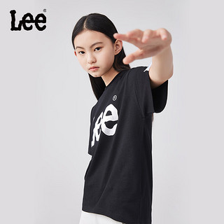 Lee儿童短袖T恤2024夏季休闲百搭童装立体印花男女童上衣打底衫 黑色 140cm