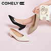 COMELY 康莉 空气棉职业鞋女春季舒适单鞋粗跟时尚约会通勤工作鞋 黑色 39