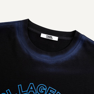 Karl Lagerfeld卡尔拉格斐轻奢老佛爷男装 2024夏款logo印花短袖T恤 黑色 46