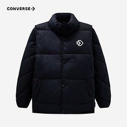 CONVERSE 匡威 童装男女童短款棉服马甲2件套 正黑色 120