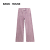 百亿补贴：BASICHOUSE 百家好 Basic House/百家好高腰粉色牛仔裤女2023夏季新款宽松显瘦直筒裤