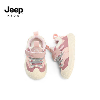 Jeep吉普女童鞋子春秋轻便透气跑步宝宝鞋男童2024小童儿童运动鞋 米粉 23码 鞋内长约14.8cm