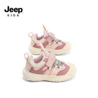 Jeep吉普女童鞋子春秋轻便透气跑步宝宝鞋男童2024小童儿童运动鞋 米粉 23码 鞋内长约14.8cm