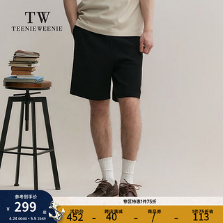 Teenie Weenie Men小熊男装短裤2024夏季休闲宽松直筒华夫格卫裤 黑色 175/L