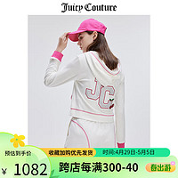 JUICY COUTURE橘滋外套女2024春季美式轻奢樱桃Logo烫钻装饰休闲连帽上衣 白色 XL