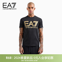 EMPORIO ARMANI 24早春EA7男装短袖圆领徽标印花T恤 0208黑色 XL