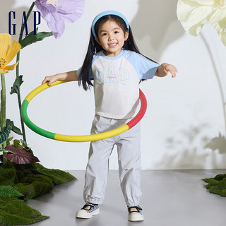 Gap女幼童2024春季吸湿速干束脚裤儿童装休闲锥形裤890348 灰色 110cm(4-5岁) 亚洲尺码