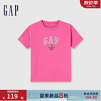 Gap女装2024夏季精梳棉字母logo短袖T恤宽松亲肤上衣465249 粉红色 170/88A(L) 亚洲尺码