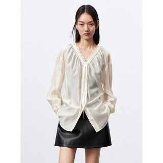 限尺码：PEACEBIRD 太平鸟 冬季法式慵懒风气质衬衫女士小众设计感上衣