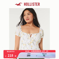 HOLLISTER24春夏甜辣泡泡袖两穿短袖短款衬衫上衣女 357995-1 白色碎花 S (165/88A)
