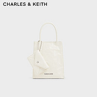 CHARLES & KEITH CHARLES&KEITH24夏新品纯色褶皱磁吸手提斜挎托特包女CK2-30782347 Cream奶白色 S
