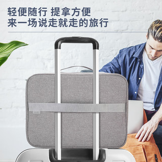 得力(deli)防水防尘证件收纳包 家用大容量多功能文件袋收纳箱内置PP隔板 双层 灰色 63758 双层-灰色