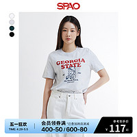 SPAO 韩国同款2024年春夏新款女士韩版字母纯色印花T恤SPRPE24G63
