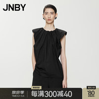JNBY江南布衣【花苞形态】24春夏衬衫府绸褶皱无袖浪漫5O4213820 001/本黑 M