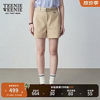 Teenie Weenie【腰带】小熊2024年夏季高腰休闲短裤时尚女 卡其色 170/L