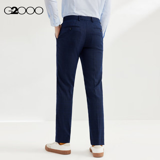 G2000【吸湿速干】G2000男装SS24商场吸湿排汗可机洗弹性格纹西裤 3M透气可机洗-深海军蓝格子合身 31
