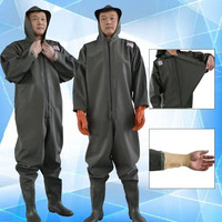 红诗雨(HHONGSHIYU)全身下水裤加厚捕鱼雨裤防水衣裤抓鱼连体雨衣下水服挖藕服水叉裤 全身墨绿色袖口95丝 42鞋码