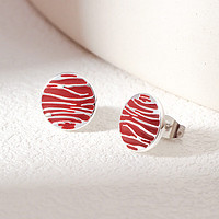 KOSE 高丝 法式红杉树纹耳钉圆形简约时尚耳环复古感送女友老婆520礼物