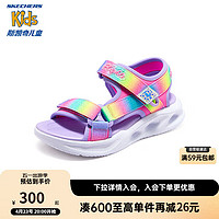 SKECHERS 斯凯奇 儿童鞋夏季女童闪灯休闲凉鞋中大童时尚发光鞋303023L