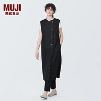 无印良品（MUJI） 女式 麻混 弹力 背心连衣裙 女装裙子夏季 早春 BC2IHC4S 黑色 S (155/80A)