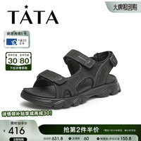 他她(TATA)2024夏时尚百搭休闲凉鞋男27B15BL4 黑色 40