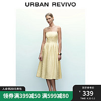 URBAN REVIVO 夏季女开衩吊带连衣裙 UWG740064 浅黄色 S