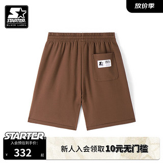 STARTER|美式针织短裤2024年夏季男女运动休闲跑步宽松透气街头 棕色 M