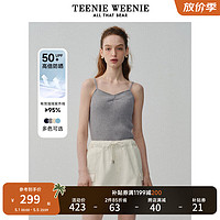 Teenie Weenie【UPF50+】小熊针织吊带女2024年夏季防晒背心无袖打底衫 灰色 S