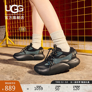 UGG LA 云系列 男女系带撞色休闲鞋 1152734 黑色/风暴灰色 39