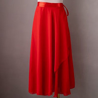 缝小二 古典舞一片式半身裙芭蕾系带长裙舞蹈 红色长款