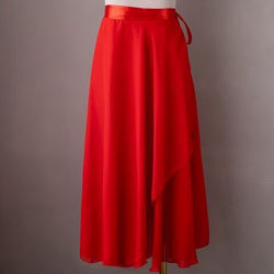 缝小二 古典舞一片式半身裙芭蕾系带长裙舞蹈 红色长款