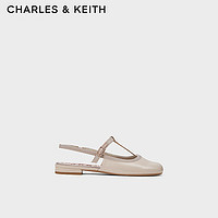 CHARLES&KEITH24夏平底方头T字玛丽珍包头凉鞋CK1-70900515 Nude肉色 41