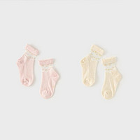 戴维贝拉 商场同款女童透气短袜2024夏季儿童轻薄袜子宝宝弹力甜美童袜