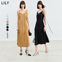 LILY商务时尚 微光裙法式优雅浪漫气质垂感度假风吊带连衣裙女