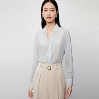 LILY商务时尚 春季含真丝光泽感气质通勤复古条纹宽松垂坠感衬衫