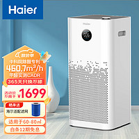 Haier 海尔 空气净化器家用除甲醛雾霾颗粒物负离子UV杀菌氨基酸除醛消毒机甲醛数显KJ680F-H600AU1