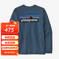 巴塔哥尼亚 男士P-6 Logo春夏新款户外混纺潮流长袖T恤 巴塔哥尼亚38518 UTB蓝色