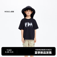 little MO&Co.吸湿速干衣 little moco童装24夏装男女童运动宽松短袖t恤 黑色  110/52