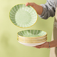 司晨 2024新款陶瓷盘子菜盘家用个性餐具北欧餐盘水果盘碗碟套装 6个圆盘 8英寸