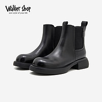 Walker Shop 奥卡索 切尔西靴女秋冬时尚百搭休闲短靴英伦风E135337 黑色 36